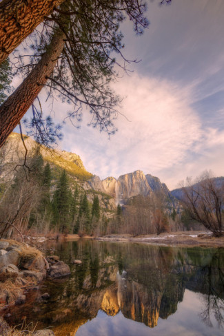 A distant Yosemite falls reflected. All Posters.com